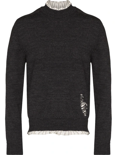 Shop Maison Margiela Layered Distressed Sweater In Grau