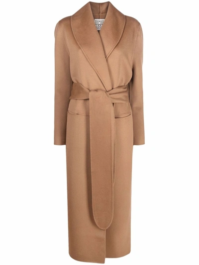 Shop Totême Belted Robe Coat In Nude