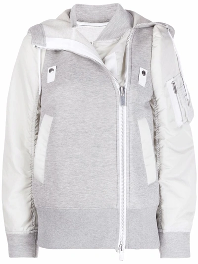 Shop Sacai Knit-panel Jacket In Grau