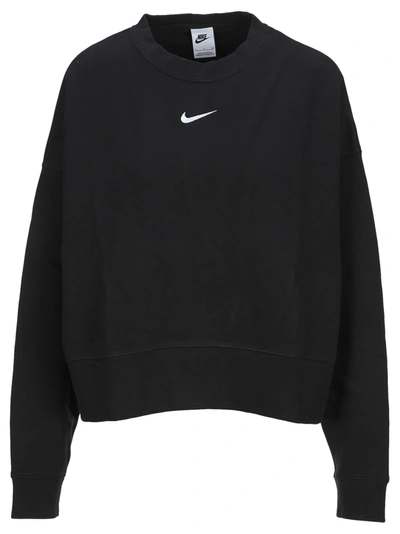 Shop Nike Swoosh Crewneck Sweatshirt In Black