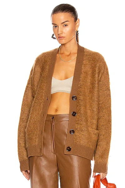 Shop Acne Studios Rives Mohair Cardigan In Toffee Brown