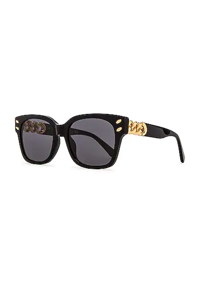 Shop Stella Mccartney Falabella Sunglasses In Shiny Black & Smoke