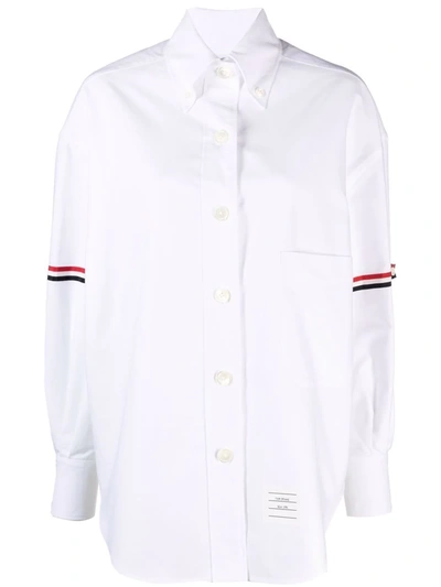 Shop Thom Browne Button-collar Grosgrain Armband Shirt In Weiss