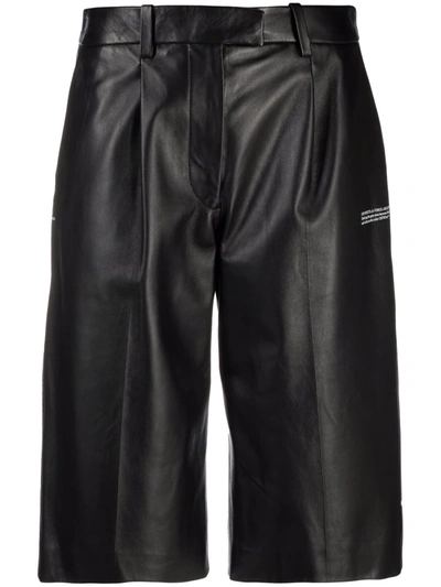 Shop Off-white Leather Tailored Shorts In Schwarz