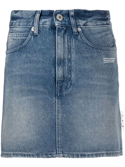 Shop Off-white Denim Mini Skirt In Blau