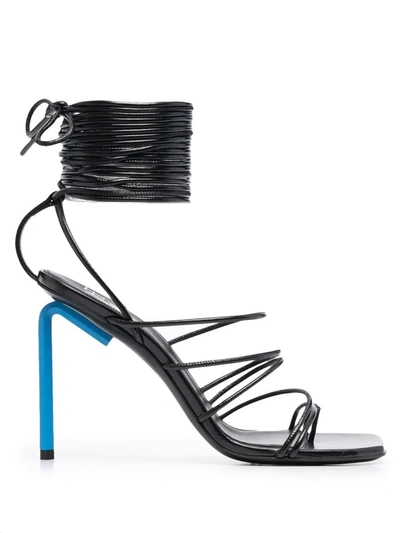 Off-white Allen Leather Lace-up High Heel Sandals In Black | ModeSens