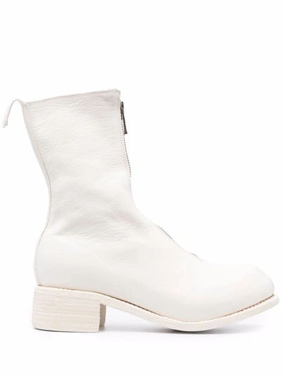 Shop Guidi Zip-front Ankle Boots In Weiss