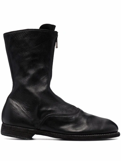 Shop Guidi Zip-front Calf-length Boots In Schwarz