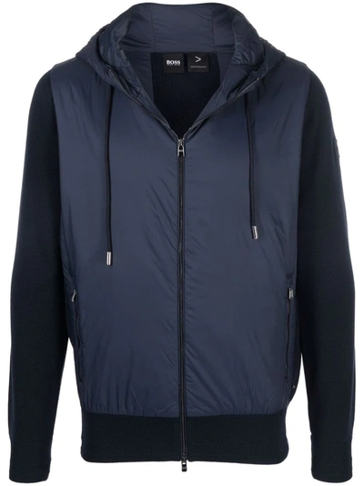 Shop Hugo Boss Panelled Padded Jacket In Blau