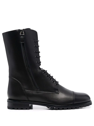 Shop Manolo Blahnik Zip-up Leather Boots In Schwarz