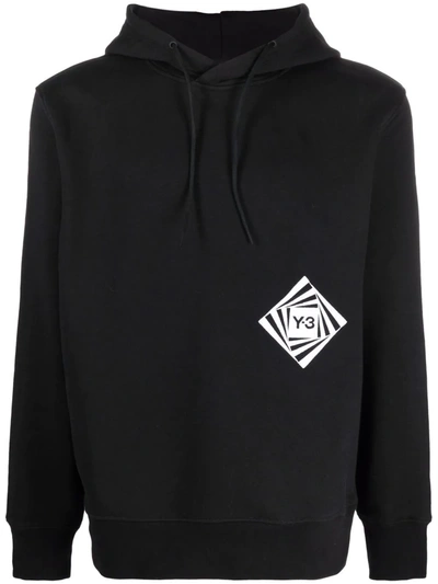 Shop Y-3 Graphic Logo-print Relaxed Hoodie In Schwarz