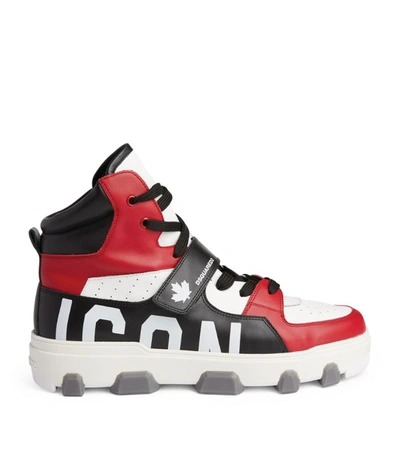 Shop Dsquared2 Leather Icon Basket Sneaker In Multi