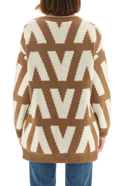 Shop Valentino Optical Wool Cardigan In Mixed Colours