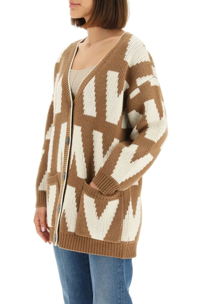 Shop Valentino Optical Wool Cardigan In Mixed Colours