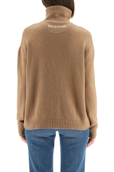 Shop Valentino Cashmere Turtleneck Sweater In Brown