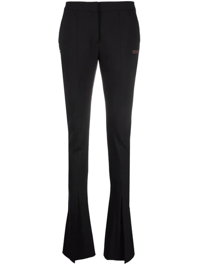 Shop Off-white Ankle-slit Tailored Trousers In Black