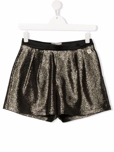 Shop Elie Saab Junior Teen Glitter Tailored Shorts In Gold