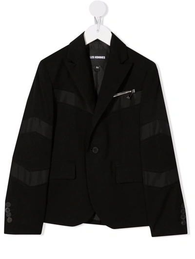 Shop Les Hommes Panelled Detail Blazer In Black