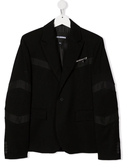 Shop Les Hommes Teen Panelled Design Blazer In Black