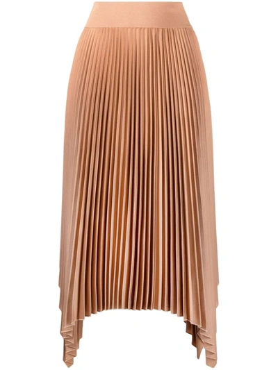 Shop Joseph Pleated Asymmetric Skirt In Neutrals