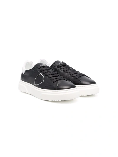 Shop Philippe Model Teen Low-top Leather Sneakers In Black
