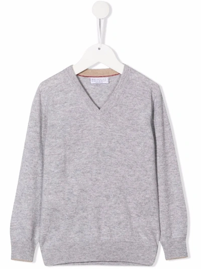 Shop Brunello Cucinelli Fine-knit Cashmere Jumper In Grey