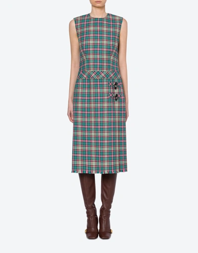 Shop Boutique Moschino Check Pencil Dress In Teal