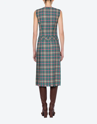 Shop Boutique Moschino Check Pencil Dress In Teal