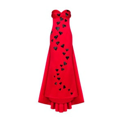 Shop Moschino Hearts Duchesse Dress In Red