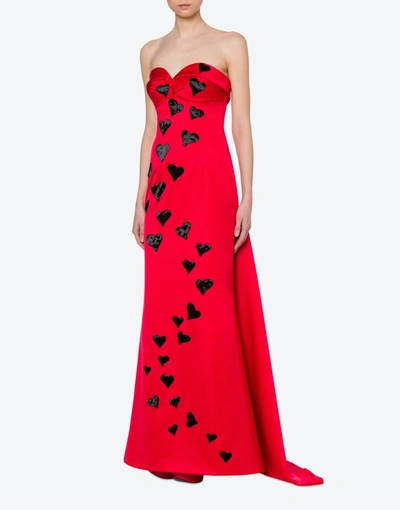Shop Moschino Hearts Duchesse Dress In Red