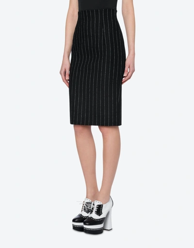 Shop Moschino Stretch Pinstripe Skirt In Black