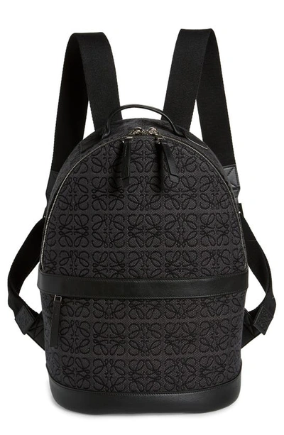 Shop Loewe Round Anagram Backpack In Anthracite/ Black
