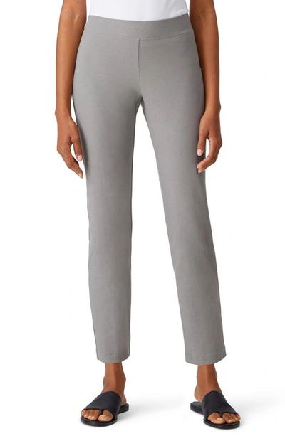 Shop Eileen Fisher Stretch Crepe Slim Ankle Pants In Slate