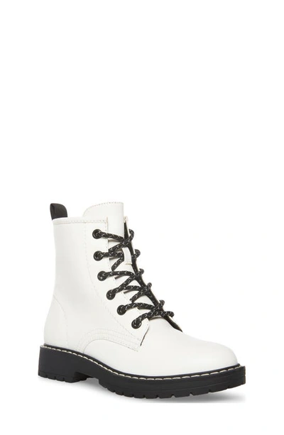Shop Steve Madden Kids' Bettyy Lace-up Boot In White