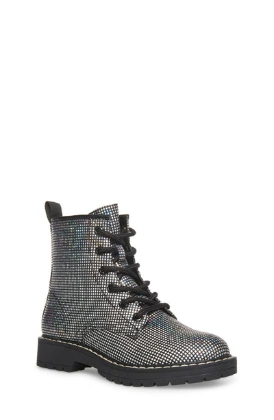 Shop Steve Madden Kids' Bettyy Lace-up Boot In Pewter Multi