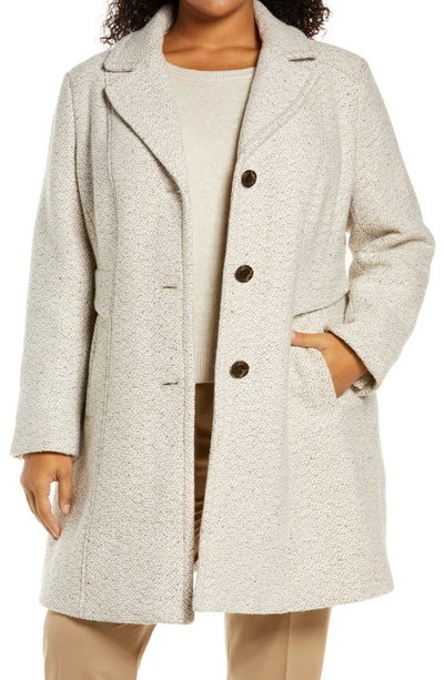 Shop Gallery Notch Collar Tweed Coat In Oatmeal