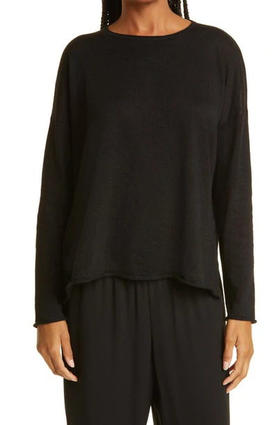 Shop Eileen Fisher Organic Linen & Cotton Top In Black