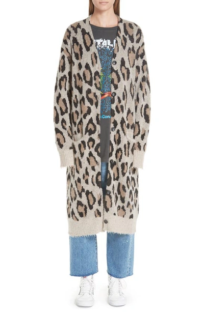 Shop R13 Long Leopard Cashmere Cardigan