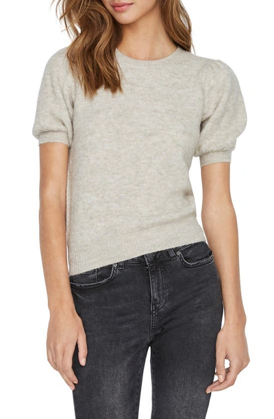 Vero Moda Lefile Puff Sleeve Ribbed Sweater In Birch | ModeSens