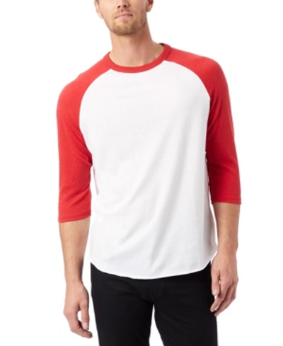Shop Alternative Apparel Men's Keeper Eco Jersey Baseball T-shirt In White, Red