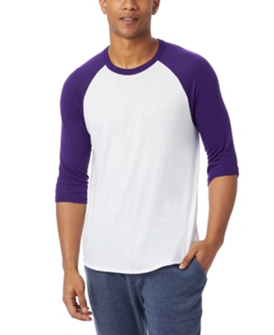 Shop Alternative Apparel Men's Keeper Eco Jersey Baseball T-shirt In White, Deep Violet