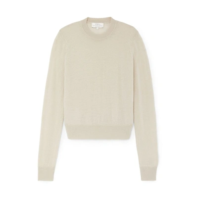 Shop Studio Nicholson Washed Extra Fine Merino Crew Neck Essential Sweater In Dove