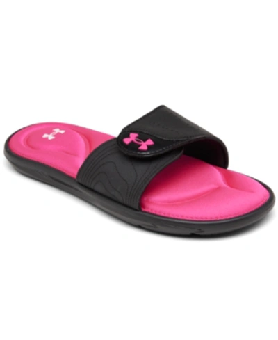 Shop Under Armour Women's Ignite Ix Slide Sandals From Finish Line In Black, Pink