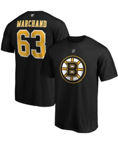 Shop Fanatics Men's Brad Marchand Boston Bruins Team Authentic Stack Name And Number T-shirt In Black