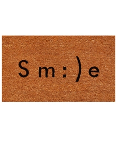 Shop Home & More Smile Emoji 17" X 29" Coir/vinyl Doormat Bedding In Natural/black