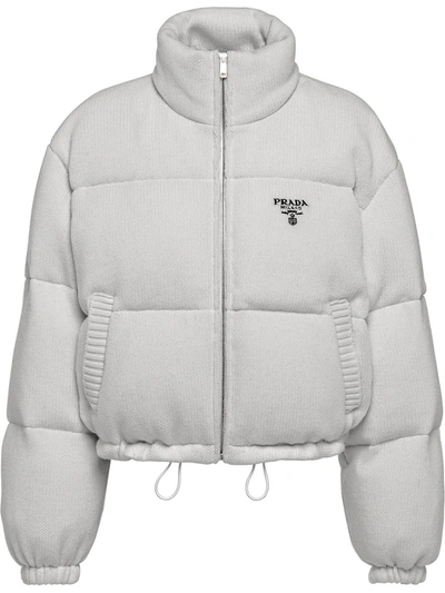 Shop Prada Wool-cashmere Puffer Jacket In Grey