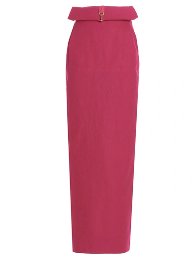 Shop Jacquemus La Jupe Terra Long Skirt In Pink