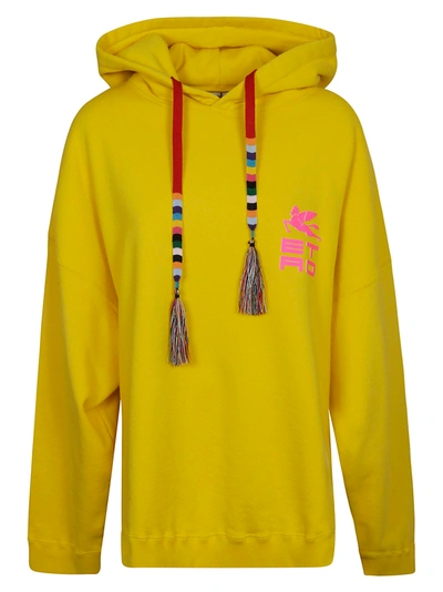 Shop Etro Side Slit Logo Hooded Sweatshirt In Yellow