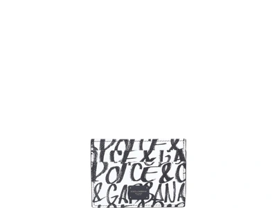 Shop Dolce & Gabbana Graffiti Print Cards Holder In White/black