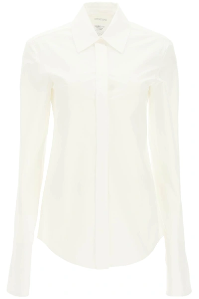 Shop Sportmax Foster Poplin Shirt In Bianco Ottico (white)